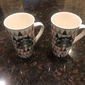2 Starbucks triangle Christmas coffee cups